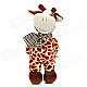 Smilling Short Plush Cow w/ Bowknot / Suction Cup Doll Toy - Brown + White