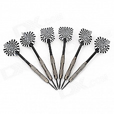 Concentric Dartboard Pattern Flight Tungsten Plated Iron Darts - Black (6 PCS)