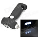 2-in-1 3-LED Manual Emergency Flashlight + Safety Hammer for Outdoor Activities - Black