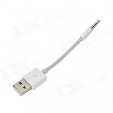 USB 2.0 to 3.5mm Plug Charging & Data Cable for Ipod Shuffle 5 / 6 - White (11cm)