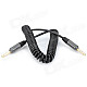 Retractable Spring 4-Conductor TRRS 3.5mm Audio Male to Male Connection Cable - Black (142cm)