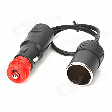 20899 European Car Cigarette Lighter Male to Female Adapter - Red + Black (12~24V)