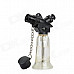 FS355 Plastic Windproof Butane Gas Lighter w/ Fire Lock Chain - Silver + Translucent Blue