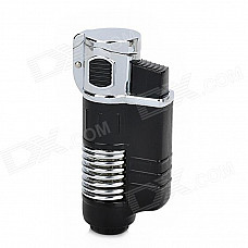 FS581 Windproof Torch Style Butane Gas Jet Lighter - Silver + Black