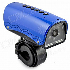 YDDVF Bike Mount 300KP Wide Angle Sports DVR Camcorder w/ TF / FM / Speaker / Flashlight - Blue