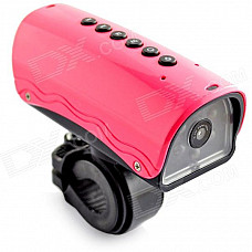 YDDVF Bike Mount 300KP Wide Angle Sports DVR Camcorder w/ TF / FM / Speaker / Flashlight - Deep Pink