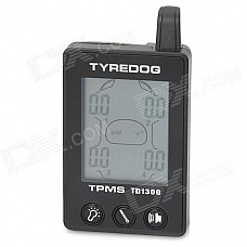 TYREDOG TD1300A-X 1.7" LCD Wireless External 4-Sensor TPMS Tire Pressure Monitoring System - Black