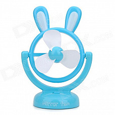 L320 Rabbit Ear Style USB Powered Rotational 3-Blade Fan - Blue + White (3 x AA)