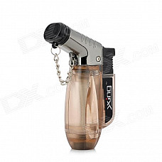 Windproof 2000'C Dual Flame Butane Jet Torch Lighter - Tawny + Black + Silver