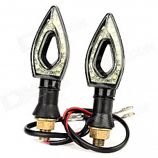 MP201 9.6W 60lm 580nw 12 SMD 5050 LED Yellow Light Motorcycle Steering Light - Black (DC 12V / 2PCS)