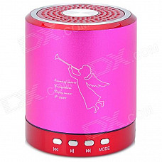 T-2020 Portable Mini Rechargeable 2-CH Media Player Speaker w/ USB 2.0 - Deep Pink + Red + Silver