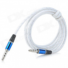 TPU 3.5mm TRRS Male to Male Audio Cable - White + Blue (124cm)