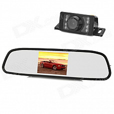 4.3" LCD 16:9 Car Rearview Receiver Monitor + E350 Rearview Camera w/ 7-IR LED - Black
