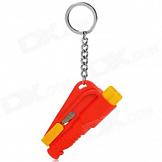 3-in-1 Car Emergency Hammer w/ Key Chain / Whistle - Red