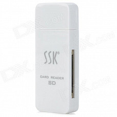 SSK SCRS054 Simple USB 2.0 SD SDHC Plastic Card Reader - White (64GB Max.)