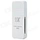 SSK SCRS054 Simple USB 2.0 SD SDHC Plastic Card Reader - White (64GB Max.)