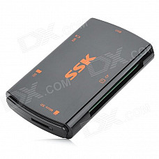 SSK SCRM/059-USB 3.0 High Speed USB 3.0 CF / Micro SD / MS / SD Card Reader - Black (64GB)