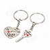 QIN-3 "I Love You" Zinc Alloy Keychain for Lovers - Silver (2 PCS)