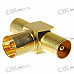 Gold Plated TV Aerial Socket 1-Female 2-Male T-Connector
