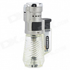 HONEST 363-1 Compact Soldering Windproof Butane Jet Flame Lighter - Silver + Translucent