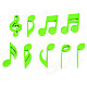 FUNI CT-6629 Musical Notes Style Magnetic Button for White Board / Refrigerator - Green (9 PCS)