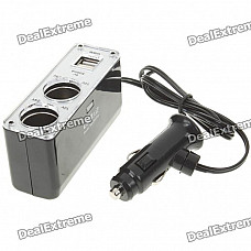 2-Socket Car Cigarette Power Splitter with 2 * 500mA USB Ports