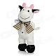 Smilling Short Plush Cow w/ Bowknot / Suction Cup Doll Toy - Pink + White