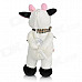 Smilling Short Plush Cow w/ Bowknot / Suction Cup Doll Toy - Pink + White