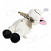 Smilling Short Plush Cow w/ Bowknot / Suction Cup Doll Toy - Pink + White