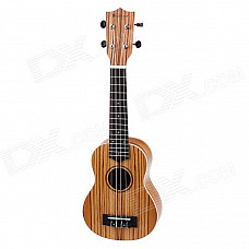 William 21" Zebrawood 4-String Ukulele - Yellow + Brown