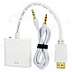HDMI Male to VGA Female / 3.5mm Audio Jack Adapter Cable w/ 3.5mm Audio Male to Male Cable - White