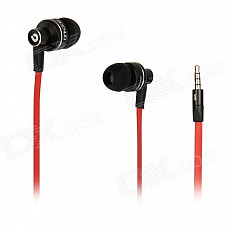 BIDENUO G350 In-ear Earphones w/ Microphone - Black + Red (3.5mm Plug / 114cm-Cable)