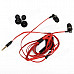 BIDENUO G350 In-ear Earphones w/ Microphone - Black + Red (3.5mm Plug / 114cm-Cable)