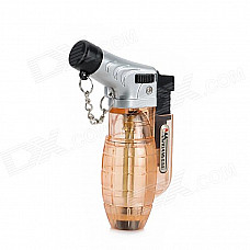 FS026 1300 Centigrade Windproof Blue Flame Butane Jet Torch Lighter - Translucent Orange + Silver