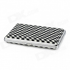 Stylish Stainless Steel + PU Leather Cigarette Case - Black + White + Silver