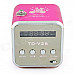 Mini Portable Media Player Speaker w/ TF / FM Radio / Retractable Antenna - Pink + Silver