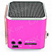 Mini Portable Media Player Speaker w/ TF / FM Radio / Retractable Antenna - Pink + Silver