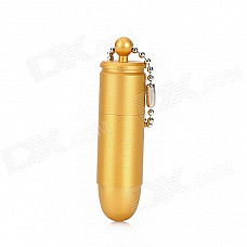 FS763A Mini Bullet Shape Red Flame Cotton Oil Lighter w/ Chain - Golden