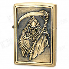 KANTAI Grim Reaper Pattern Copper Zinc Alloy Kerosene Oil Lighter - Bronze