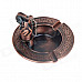 Retro Celtic Ashtray + Tribal Decoration Elephant Statue Figurine Lighter Set - Red Copper