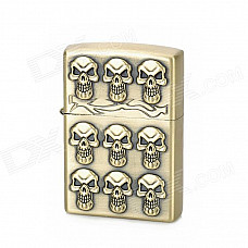 KANTAI Skull Patterns Pinchbeck Alloy Kerosene Oil Lighter - Antique Brass