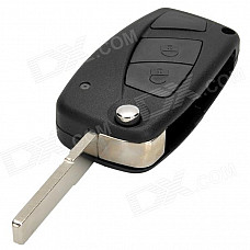 AML030612 Replacement Car Remote 2-Key Folding Case + Toothless Key for Fiat - Black + Silver