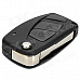 AML030612 Replacement Car Remote 2-Key Folding Case + Toothless Key for Fiat - Black + Silver