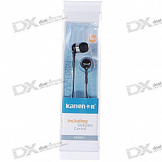 Kanen KM802V Noise Isolation In-Ear Stereo Earphones with Volume Control (3.5mm Jack/124cm Cable)