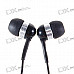 Kanen KM802V Noise Isolation In-Ear Stereo Earphones with Volume Control (3.5mm Jack/124cm Cable)