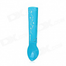 Spoon Shaped Grinding Wheel Yellow Butane Gas Flame Lighter - Blue