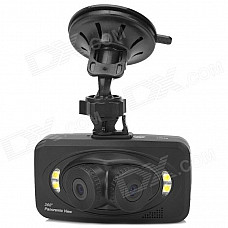 H6000 E610 4X 5.0MP Tri-camera 360 Degree Panoramic Viewing Angle HD Driving Recorder - Black