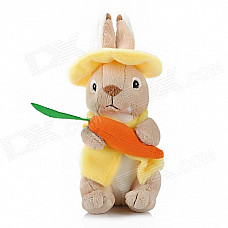 Cute Rabbit with Carrot Short Plush Doll Toy - Yellow + Light Brown