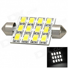 Festoon 42mm 6W 540lm 12-SMD 5630 LED White Light Car Reading Lamp / License Plate Light - (12V)