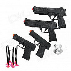 85-01 Plastic BB Guns Toy + Soft Bullets + Target Board Set for Kids / Children - Black